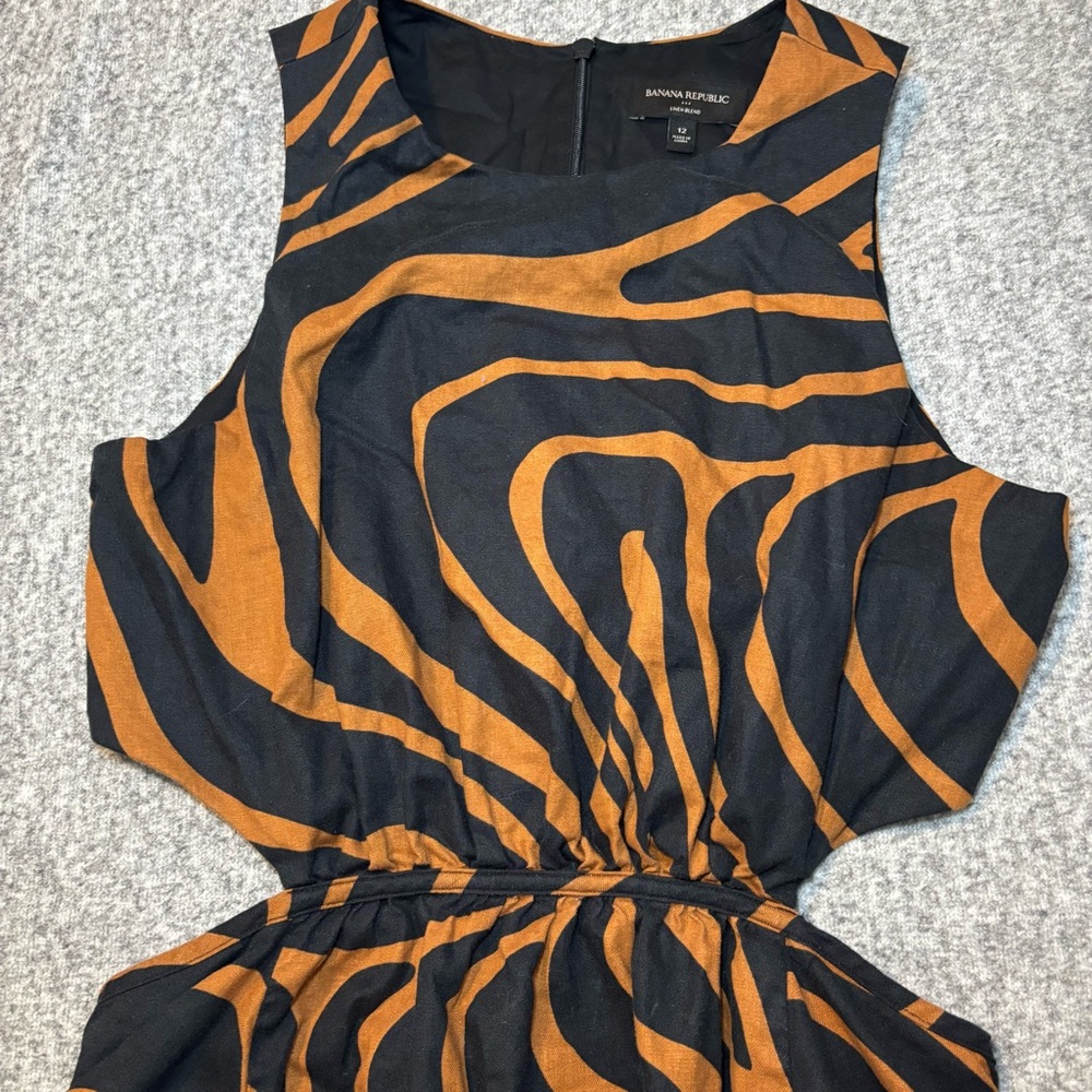 Banana Republic Factory Women’s Linen Blend Midi Dress Size 12 Black - Picture 4 of 9